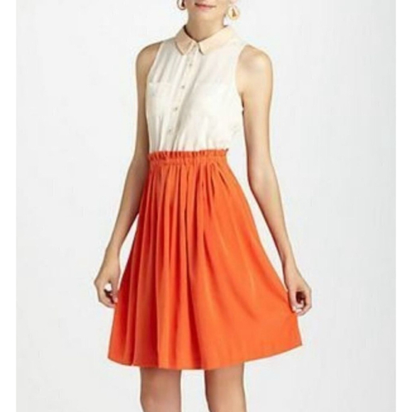 Anthropologie Dresses & Skirts - Women's Anthropologie Tank Dress Size 12 Orange and White